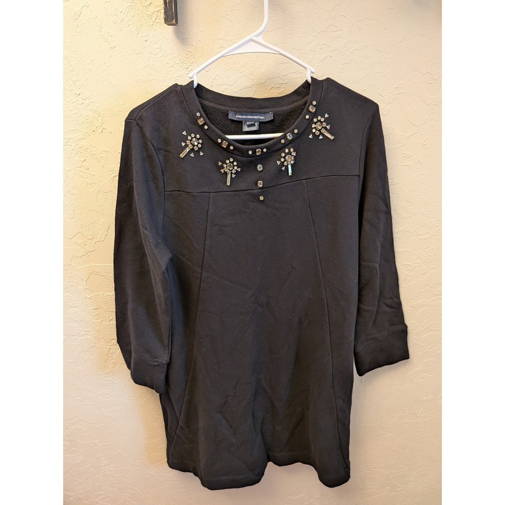 French Connection Embellished Jewel Neck Top Sweatshirt‎